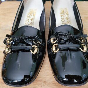 Black patent leather Salvatore Farragamo shoes